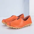 Casual oranje leren loafers met antislip rubberen zolen - 35 / Oranje