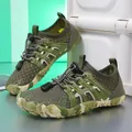 Chaussures d'eau camouflage à séchage rapide avec mesh respirant et lacets élastiques - Vert Militaire