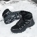 Black winter hiking boots with faux fur lining and rugged non-slip outsole - 39 / Outdoor Warm Fleece Hiking Shoes (2511) / Black Fleece Lined