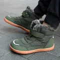 Bottes de neige chaudes et fourrées pour enfants en vert olive avec semelle orange - 25 / Vert Militaire