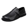 Vue détaillée de la chaussure en cuir perforé noir pour homme avec boucle élégante - 38 / Ajouré Noir