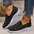Mocasines de punto negros para mujer con patrón de luna y estrella, suela suave - 36 / Gris