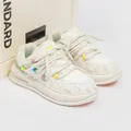 Retro white skateboard sneakers featuring thick dreadlock laces and frayed canvas details - 39 / Beige