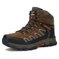 Men's outdoor hiking boots in brown and black with anti-slip rubber soles for trekking - 39 / All-Season Single Style (2511) / Brown