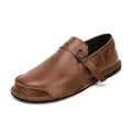Chaussures décontractées rétro en cuir marron pour hommes à bout large et boucle - 38 / Marron