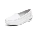 Premium white leather women's nurse shoes with air cushion wedge sole for comfort - 34 / White Single Shoe