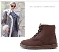 Classic brown waterproof winter snow boots featuring warm faux fur lining and laces - 36 / Coffee