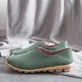 Casual groene getextureerde lederen platte loafers voor dames met zachte noppenzool - Groen