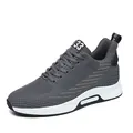 Breathable grey fly-knit men's sports shoe with 8cm invisible heightening sole design - 37 / Gray