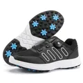 Men's professional lightweight golf shoes in black featuring an anti-slip spike sole - 39 / Black
