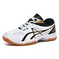Chaussures de badminton blanches légères et respirantes avec semelle en gomme antidérapante - 39 / Blanc, Noir & Or (G1919)
