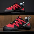 Kids red and black climbing shoes with quick-adjust dial lace system and non-slip sole - 32 / Red