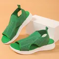 Atmungsaktive grüne Fly-Knit Sport-Sandalen mit komfortabler weißer Plateausohle - Grün