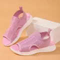Stilvolle atmungsaktive rosa Flyknit-Mesh-Plateausandalen mit modernem Peeptoe-Design - Rosa