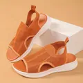 Damen Sandalen mit orangefarbenem Mesh-Strick, Hohlraum und Plateausohle im Römerstil - Orange