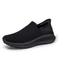 Chaussures de marche noires sans lacets en maille pour hommes et femmes, semelle souple - 39 / Noir
