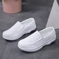 Professional white leather nurse shoes for women featuring thick air-cushioned soles - 35 / White