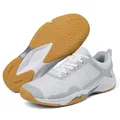 Chaussures de badminton blanches respirantes avec semelle gomme et touches grises - 36 / w66 Blanc