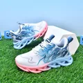 Zapatillas deportivas ligeras para niños con diseño de llamas en degradado azul - 28 / Blanco Azul