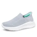 Comfortable lightweight gray flyknit slip-on walking shoe for men and women with white sole - 35 / Female Style / Light Gray