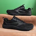 Breathable black mesh wide-toe barefoot sneakers for men in large sizes and casual style - 39 / Black
