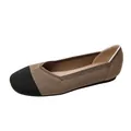 Comode scarpe piatte in maglia da donna con punta quadrata in beige e nero classico - 34 / Beige Nero