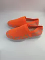Αναπνεύσιμα fly-knit πορτοκαλί slip-on αθλητικά με γκρι λεοπάρ σχέδιο πλέγματος - 36 / Πορτοκαλί