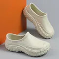 Non-slip waterproof and oil-proof professional chef work clogs in cream color variant - 36 / Khaki