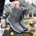 Grey winter snow boots with warm fleece lining and non-slip outdoor sole - 36 / Gray