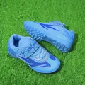 Blue breathable mesh children's soccer shoes with turf studs for professional training. - 29 / Off-white