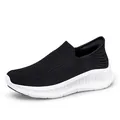 Lightweight black fly-knit mesh slip-on walking sneaker for men and women, soft sole - 35 / Black and White