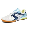 Chaussures professionnelles de badminton et tennis de table pour hommes en blanc et bleu - 35 / Bleu Blanc (Lacets)