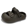 Dark brown children's closed-toe sandals with dual buckle straps for summer - 26-27 / Coffee
