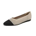 Ballerine a punta in maglia da donna con rete traspirante e design bicolore chic - 34 / Albicocca e Nero Traforato