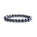 Vue détaillée d'un bracelet en perles de pierre naturelle hématite gris foncé de 8mm - Hématite Naturelle (AL-0158-2) / 8mm