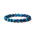 Natural 8mm blue tiger eye stone beaded bracelet featuring a smooth polished finish - Royal Blue Tiger Eye (AL-0047) / 8mm