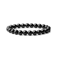 Bracelet extensible en pierres noires naturelles de 8mm avec une finition polie brillante - Verre Noir Poli (AL-0325) / 8mm