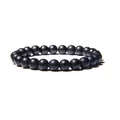Bracelet extensible classique en perles de pierre naturelle noire mate de 8 mm, chic - Verre Noir Mat (AL-0158-7) / 8mm