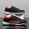 Durable black and red faux leather casual sports sneakers with waterproof detail design - 38 / Black