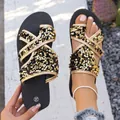 Sandales élégantes à paillettes dorées pour femmes avec semelle souple et design croisé - 36 / Or