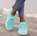 Bequeme mintgrüne, atmungsaktive Strick-Laufschuhe für Damen mit langlebiger weißer Sohle - 35 / Himmelblau