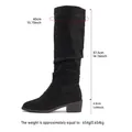 Schwarze spitze, geraffte Stiefel mit mittlerem Blockabsatz und genauen Maßangaben - 36 / Schwarz
