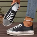 Stylish black platform sneakers for women with sparkling rhinestone toe cap details - 36 / Retro Running Style (128060) / Black