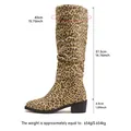 Slouchy-Stiefel mit Leopardenmuster, Schafthöhe und Blockabsatz in den Maßen angegeben - 36 / Leopardenprint