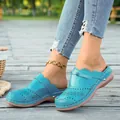 Summer turquoise hollow-out flat sandals for women featuring comfortable thick soles - 36 / Sky Blue