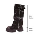 Detailed side view of brown wasteland style boots with height and sole measurements - 35 / Brown