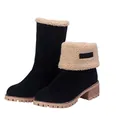 Women's black fleece-lined winter snow boots with chunky heel and two-way wear design - 35 / Black