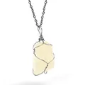 Natural irregular clear crystal pendant necklace with wire-wrapped silver chain - Lemon Yellow Crystal (Wire Wrapped) / Silver