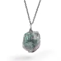 Natural irregular fluorite crystal pendant with handmade silver wire wrapping detail - Green Fluorite (Wire Wrapped) / Silver