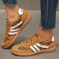 Vintage leopard print German army trainers for women with a 2.5cm flat rubber sole detail - 36 / Yellow